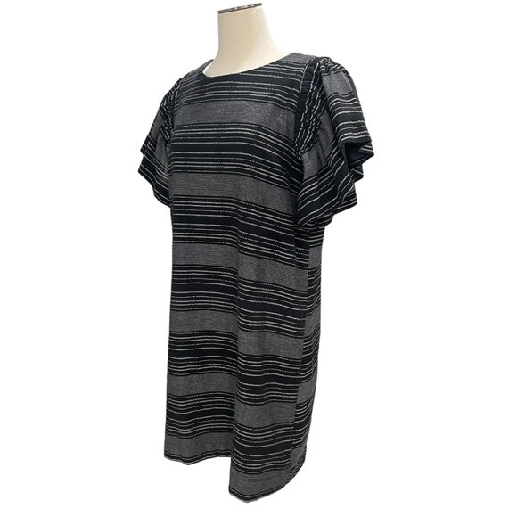 Moon River B/W Striped Flutter Sleeve Dress M Cotton Aldegon Blend Casual HOCO - Picture 9 of 12